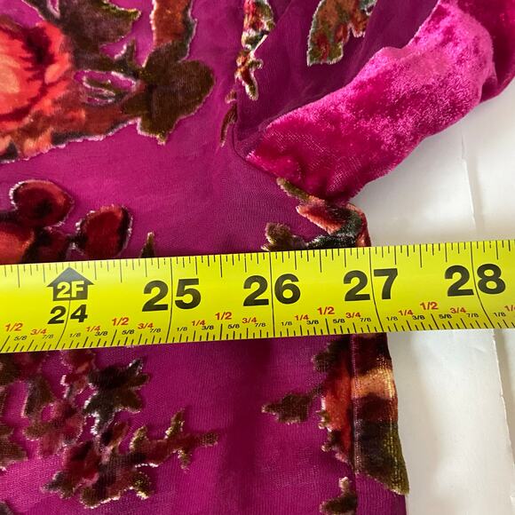 Soft Surroundings Angelou Silk Pink Floral Velvet Burnout Topper Kimono Size S/M - Picture 12 of 12